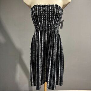 Smocked Bodice Strapless Black & White Dress – Size Small, NWT